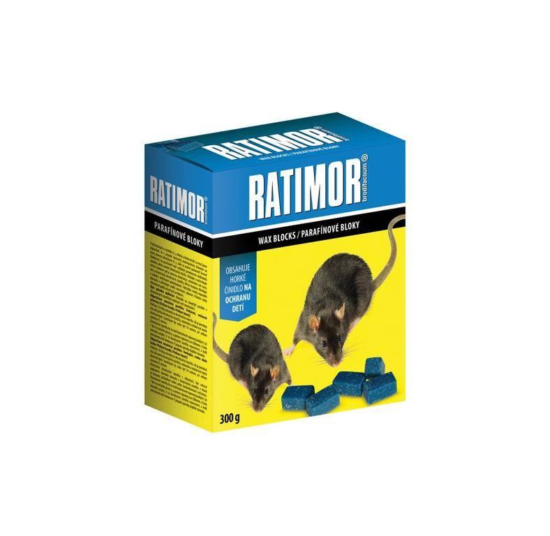 Ratimor parafínové bloky - jed na potkany, myší a krysy - vodě odolný 300 g.